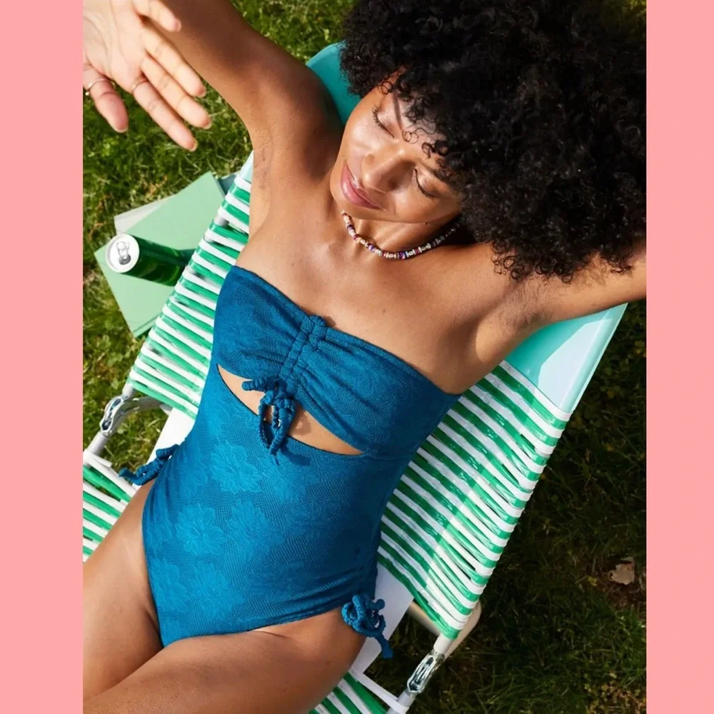 NWT Aerie Lace Cut Out Strapless One Piece Swimsuit Size XL - Picture 1 of 12